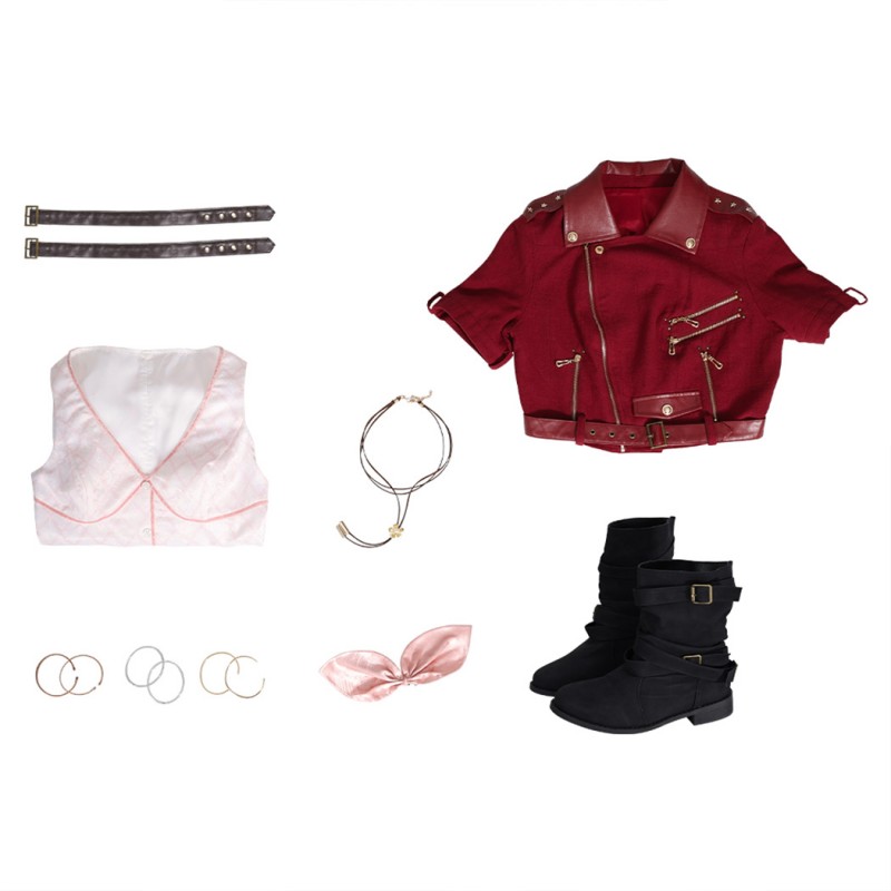 Final Fantasy VII Aerith Gainsborough Costume Game FF7 Cosplay Suit Halloween Dress Deluxe