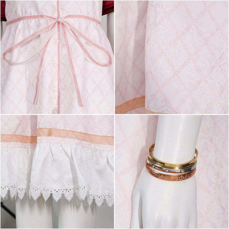 Final Fantasy VII Aerith Gainsborough Costume Game FF7 Cosplay Suit Halloween Dress Deluxe