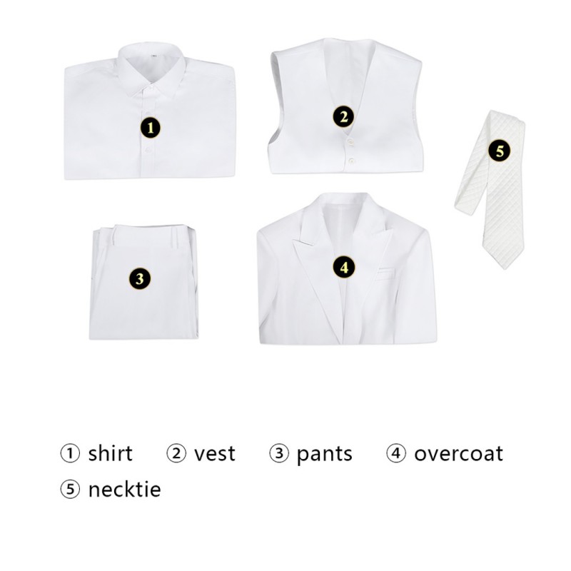 Arthur Fleck Suit Joaquin Cosplay Costumes White Uniform