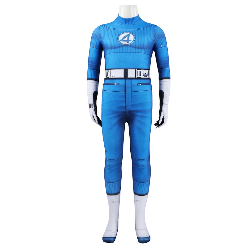 Kids Mister Fantastic Jumpsuit The Fantastic 4 First Steps Reed Richards Cosplay Costume Blue Suit