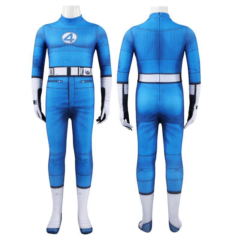 Kids Mister Fantastic Jumpsuit The Fantastic 4 First Steps Reed Richards Cosplay Costume Blue Suit