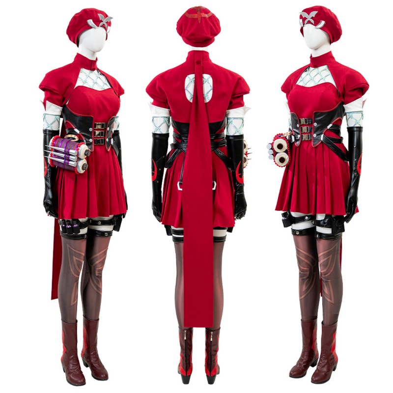 Marvel Rivals Psylocke Cosplay Costume Women Halloween Suit Red Hat