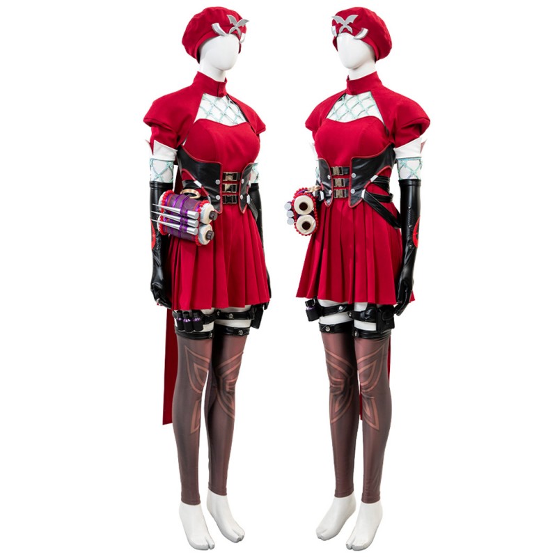 Marvel Rivals Psylocke Cosplay Costume Women Halloween Suit Red Hat