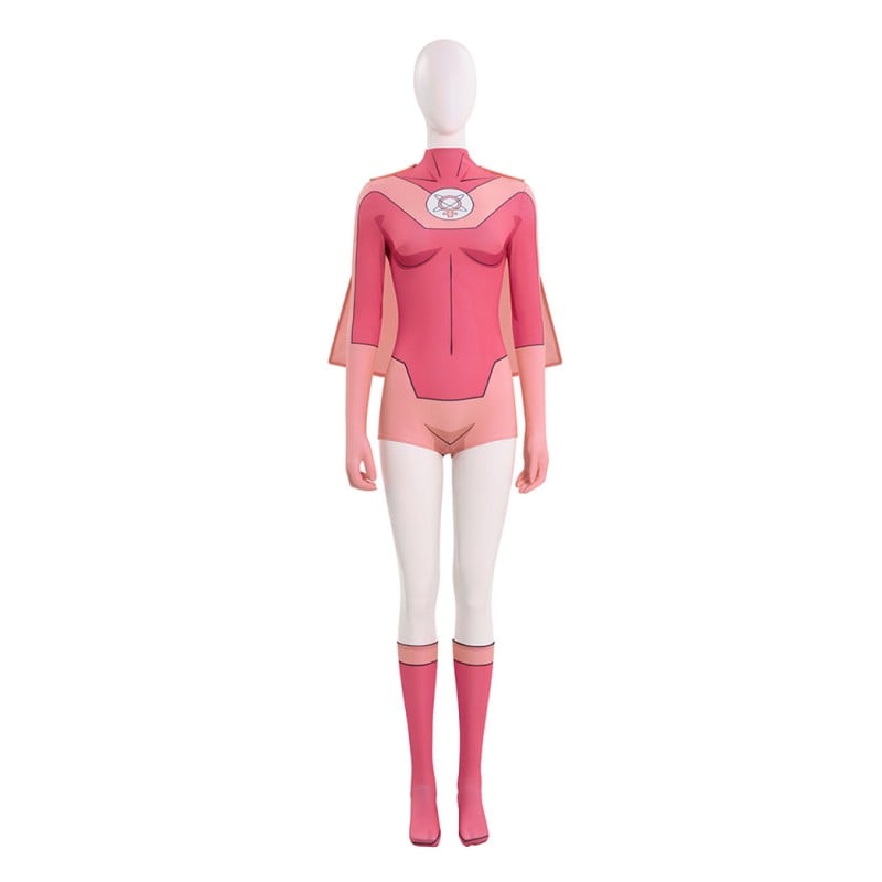 Invincible Atom Eve Jumpsuit Women Pink Cosplay Costume