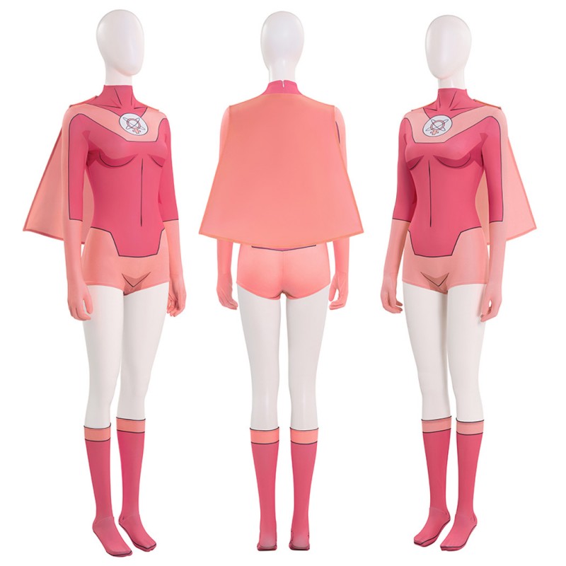 Invincible Atom Eve Jumpsuit Women Pink Cosplay Costume
