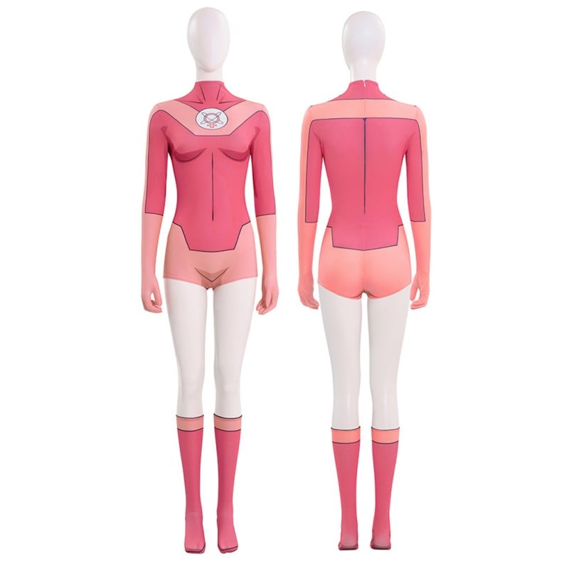 Invincible Atom Eve Jumpsuit Women Pink Cosplay Costume