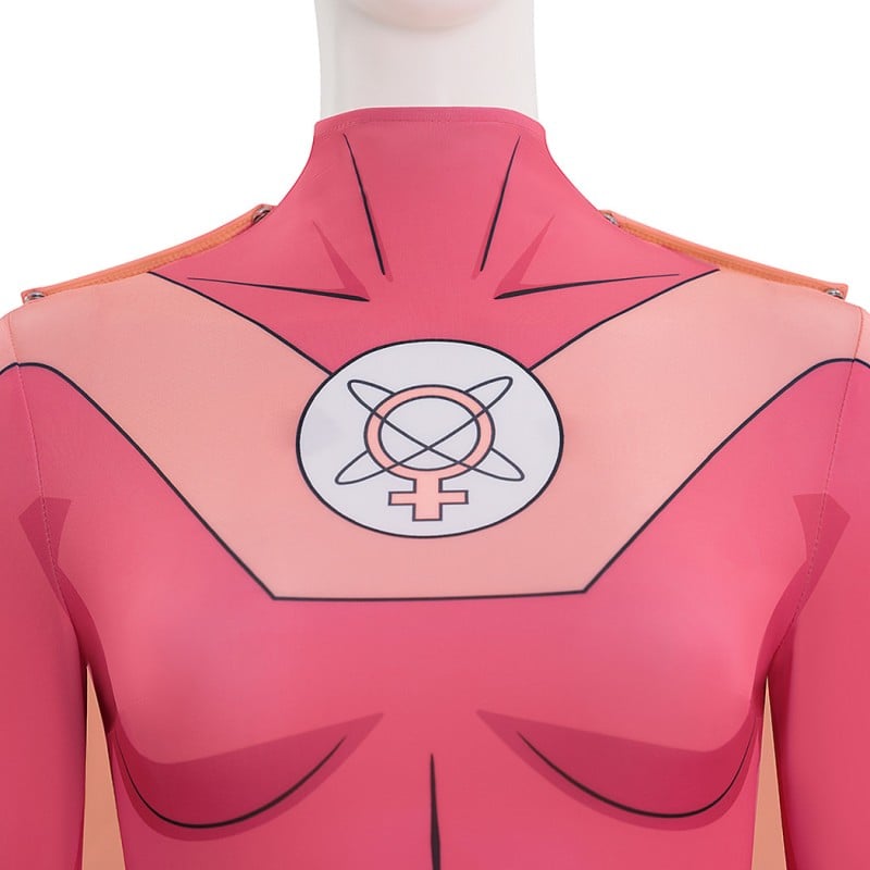 Invincible Atom Eve Jumpsuit Women Pink Cosplay Costume
