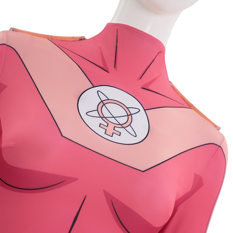 Invincible Atom Eve Jumpsuit Women Pink Cosplay Costume