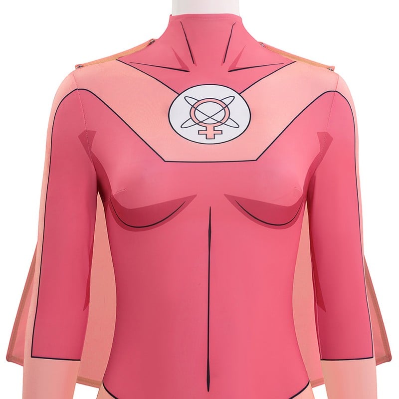 Invincible Atom Eve Jumpsuit Women Pink Cosplay Costume