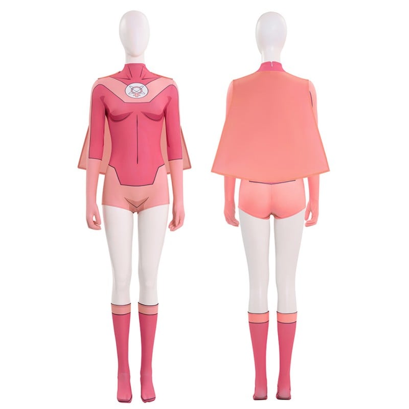 Invincible Atom Eve Jumpsuit Women Pink Cosplay Costume