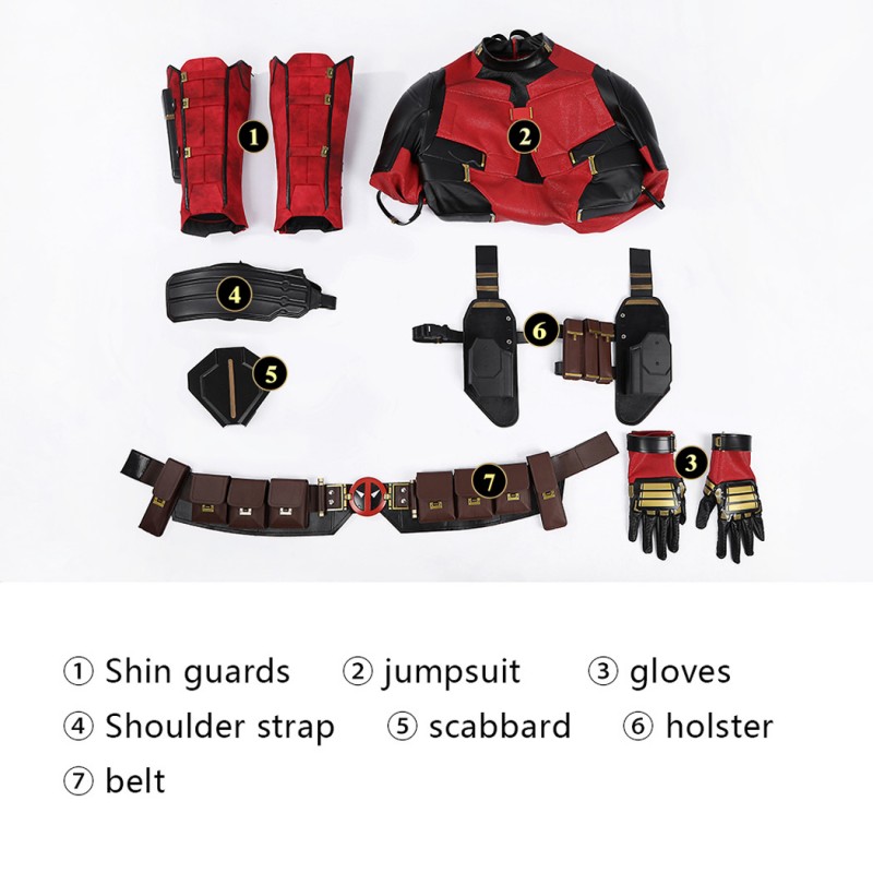 Deadpool 3 Costume Deadpool & Wolverine Halloween Suit Wade Wilson Red Outfits