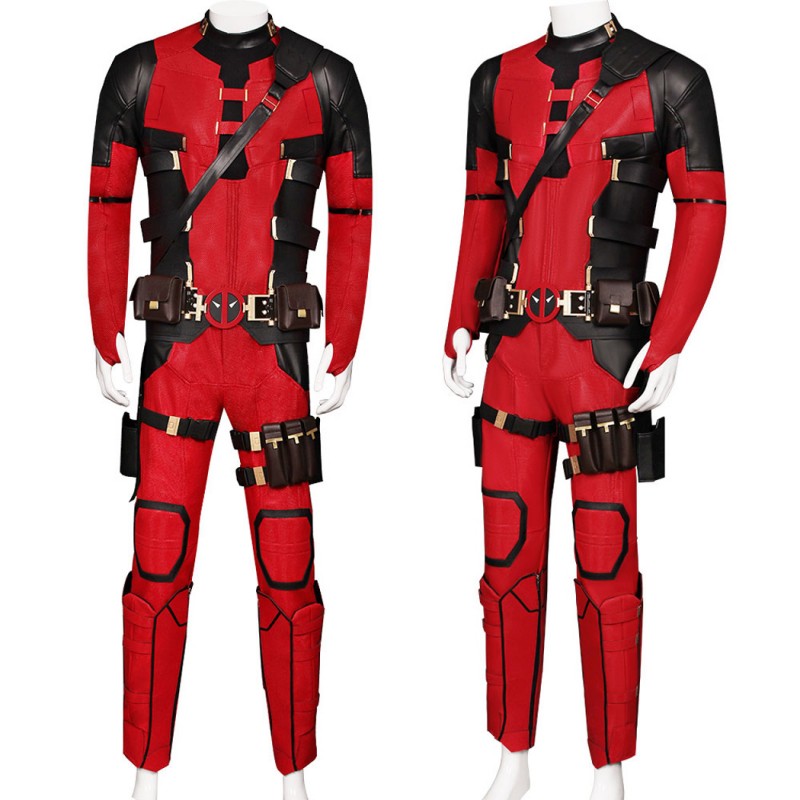 Deadpool 3 Cosplay Costume Wade Wilson Red Suit Halloween Outfits Deluxe Edition