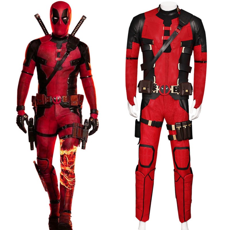 Deadpool 3 Cosplay Costume Wade Wilson Red Suit Halloween Outfits Deluxe Edition