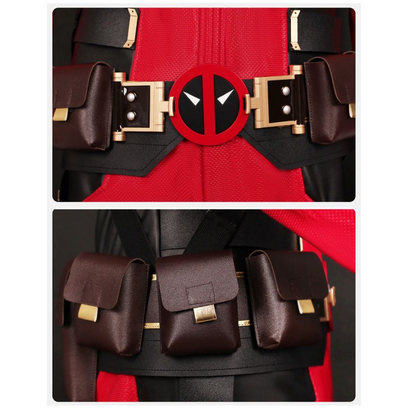 Deadpool 3 Cosplay Costume Wade Wilson Red Suit Halloween Outfits Deluxe Edition