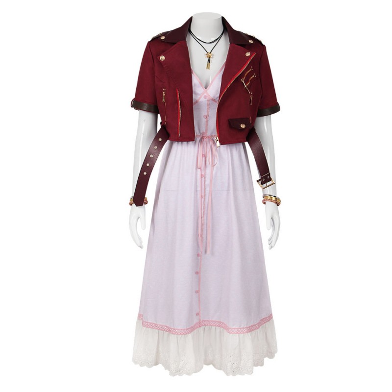 Final Fantasy VII Women Costume Aerith Gainsborough Dress Halloween Cosplay Suit