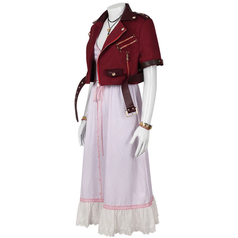 Final Fantasy VII Women Costume Aerith Gainsborough Dress Halloween Cosplay Suit