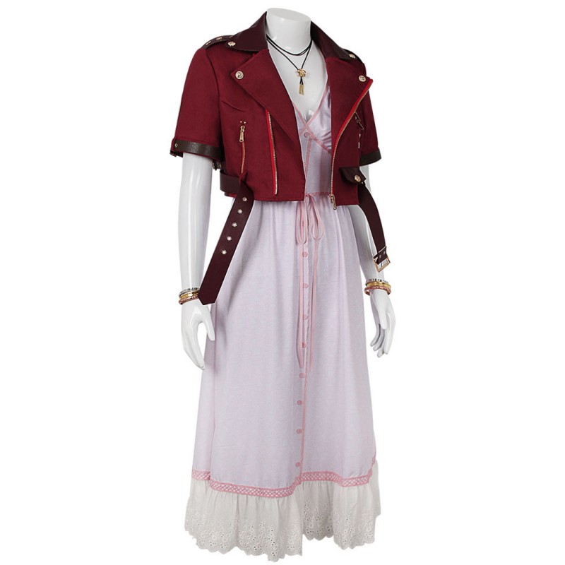 Final Fantasy VII Women Costume Aerith Gainsborough Dress Halloween Cosplay Suit
