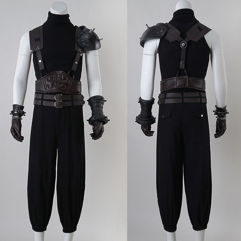 Final Fantasy 7 Cloud Strife Cosplay Costume FF VII Halloween Suit Black Outfits