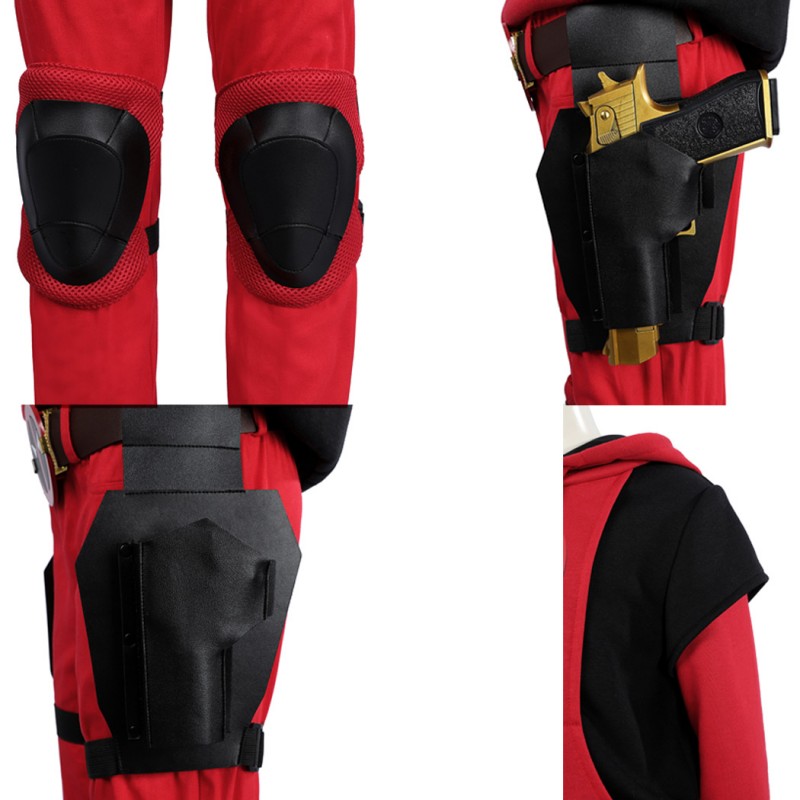 Kids Deadpool 3 Wade Wilson Cosplay Costume Red Deadpool Halloween Suit