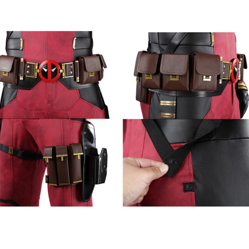 Deadpool 3 Wade Wilson Cosplay Costume Male Red Halloween Suit Optimized Version