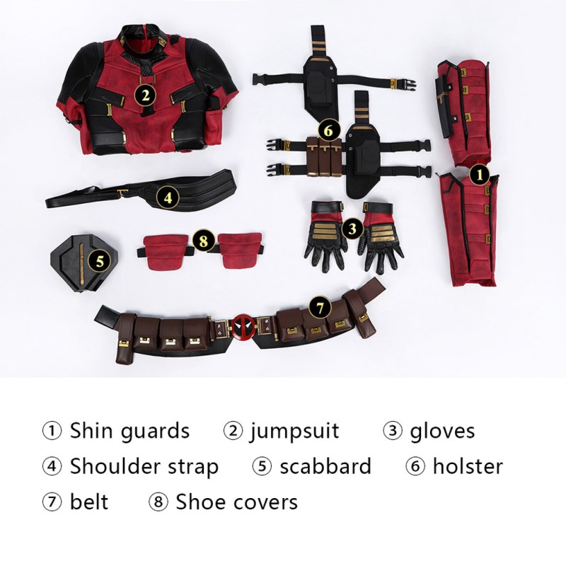 Kids Deadpool 3 Costume Wade Wilson Halloween Suit Red Outfits