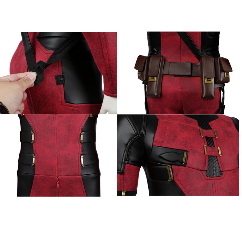 Kids Deadpool 3 Costume Wade Wilson Halloween Suit Red Outfits