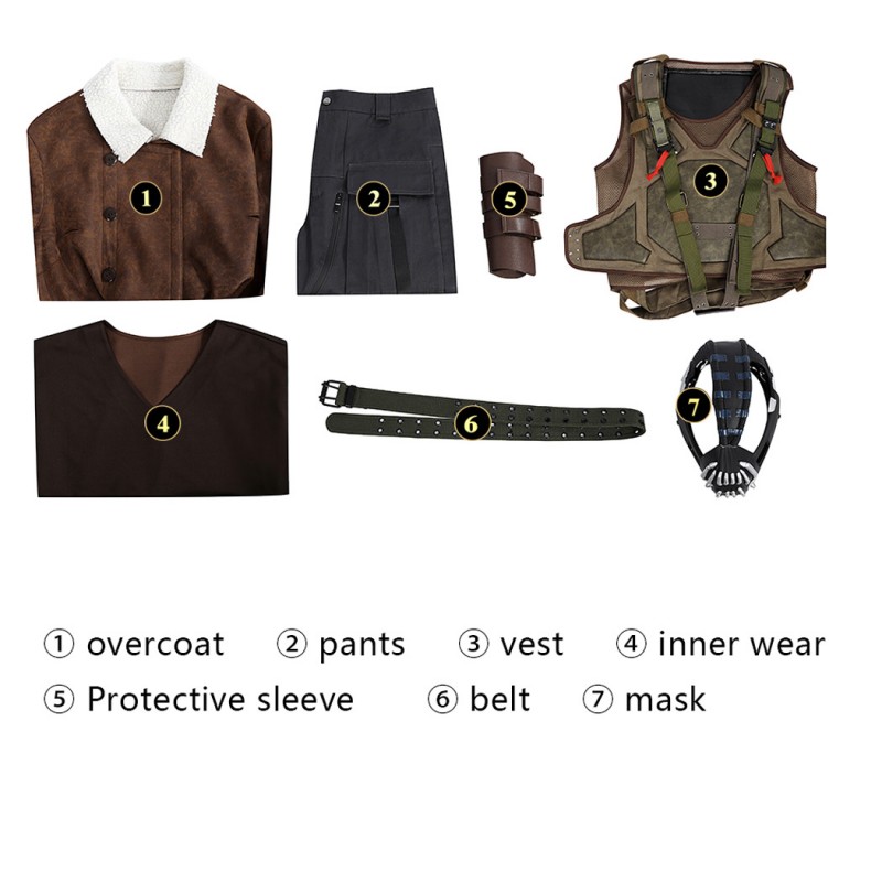 Bat Knight Rises Bane Halloween Suit Tom Hardy Cosplay Costume