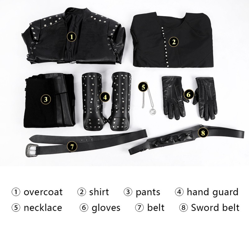 The Witcher Season 5 Geralt Of Rivia Cosplay Costume Black Halloween Outfit
