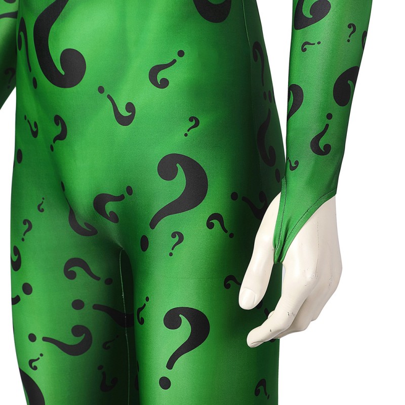 Riddler Jumpsuit Bat Forever Riddler Cosplay Costumes Male Printed Suit