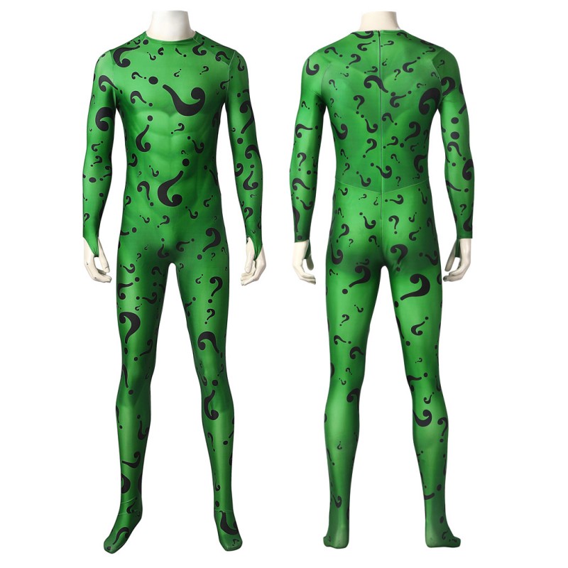 Riddler Jumpsuit Bat Forever Riddler Cosplay Costumes Male Printed Suit