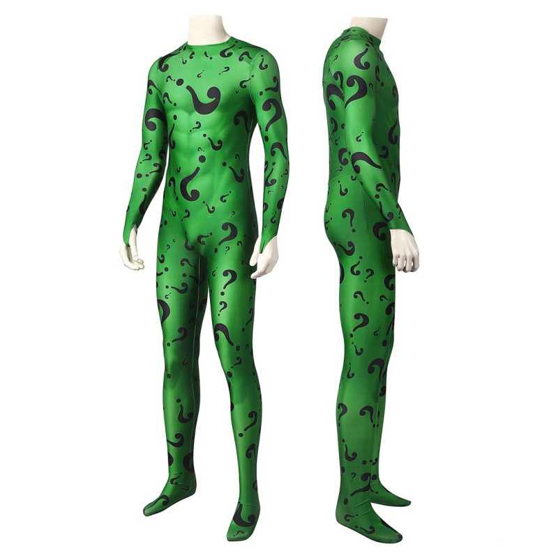 Riddler Jumpsuit Bat Forever Riddler Cosplay Costumes Male Printed Suit