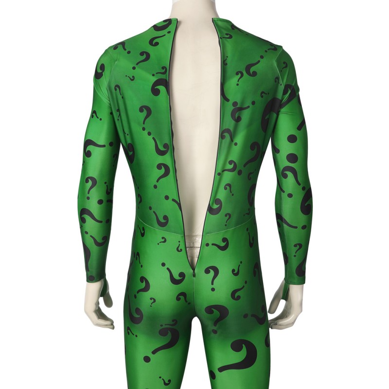 Riddler Jumpsuit Bat Forever Riddler Cosplay Costumes Male Printed Suit
