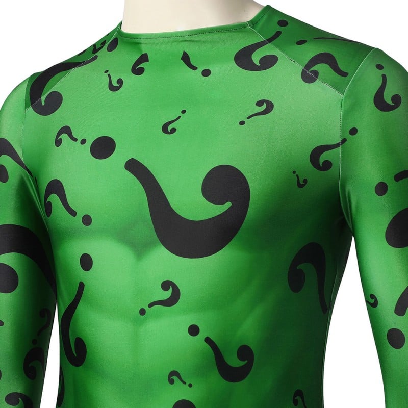 Riddler Jumpsuit Bat Forever Riddler Cosplay Costumes Male Printed Suit