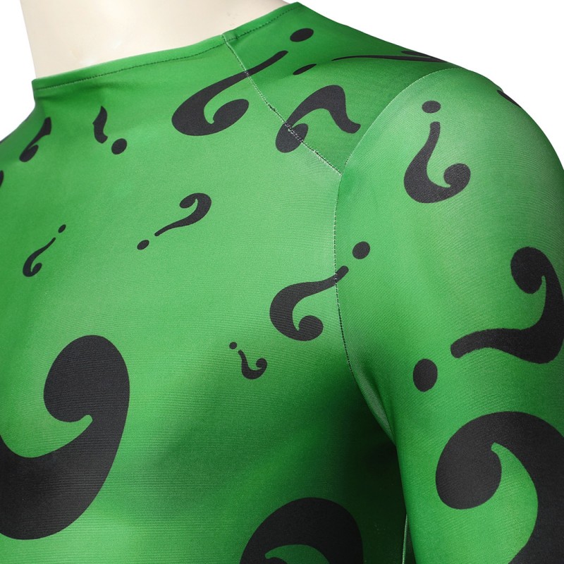 Riddler Jumpsuit Bat Forever Riddler Cosplay Costumes Male Printed Suit