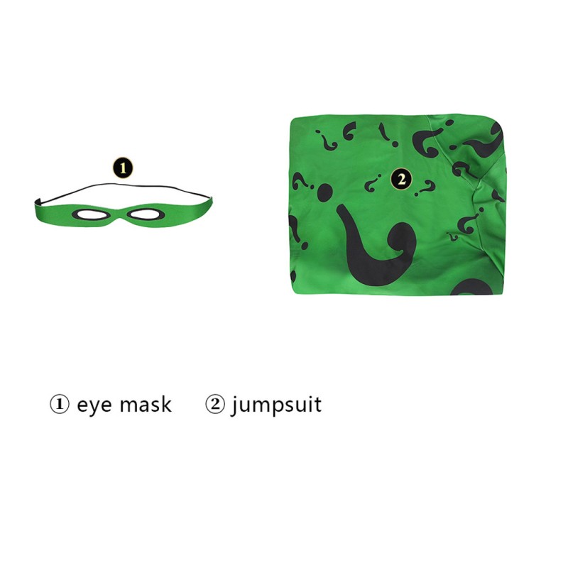 Riddler Jumpsuit Bat Forever Riddler Cosplay Costumes Male Printed Suit