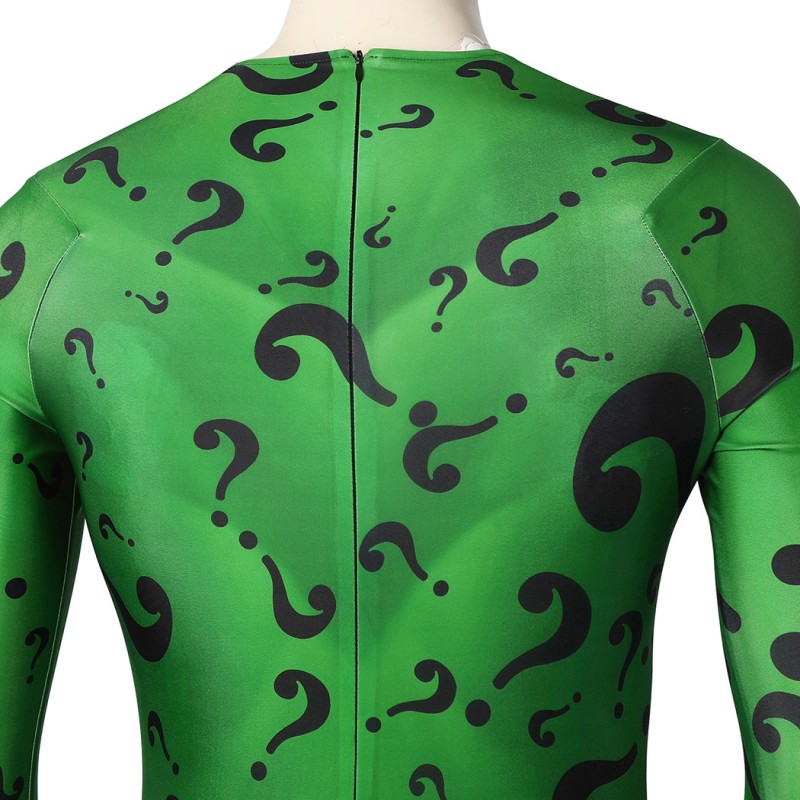 Riddler Jumpsuit Bat Forever Riddler Cosplay Costumes Male Printed Suit