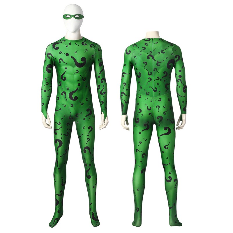 Riddler Jumpsuit Bat Forever Riddler Cosplay Costumes Male Printed Suit
