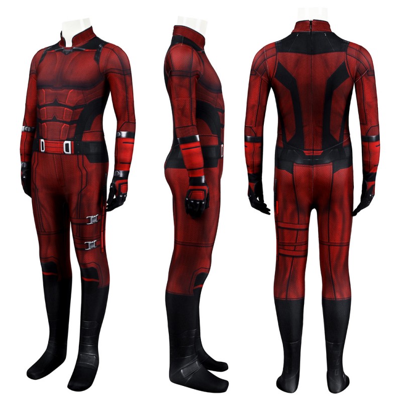 Kids Daredevil Born Again Jumpsuit Matt Murdock Cosplay Costume Red Halloween Suit