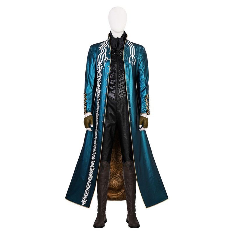DMC 3 Vergil Costume Devil May Cry Cosplay Suit Blue Jacket Outfits