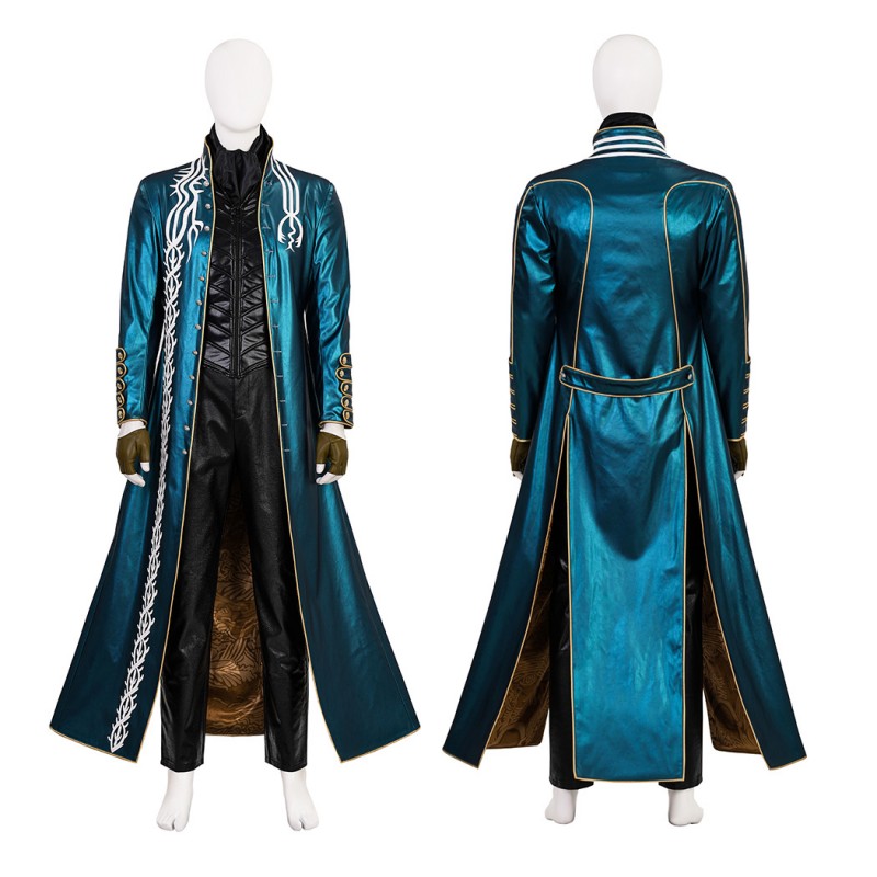 DMC 3 Vergil Costume Devil May Cry Cosplay Suit Blue Jacket Outfits