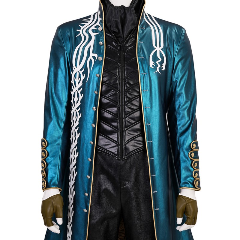 DMC 3 Vergil Costume Devil May Cry Cosplay Suit Blue Jacket Outfits