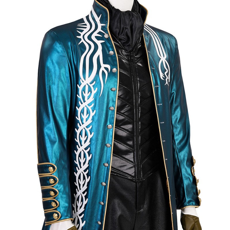DMC 3 Vergil Costume Devil May Cry Cosplay Suit Blue Jacket Outfits