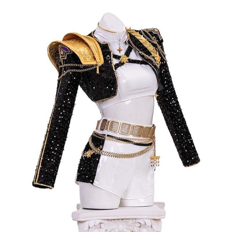 Rumi Halloween Suit KPop Demon Hunters Black White Cosplay Costume