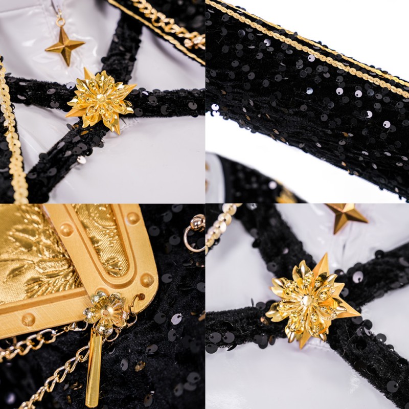 Rumi Halloween Suit KPop Demon Hunters Black White Cosplay Costume