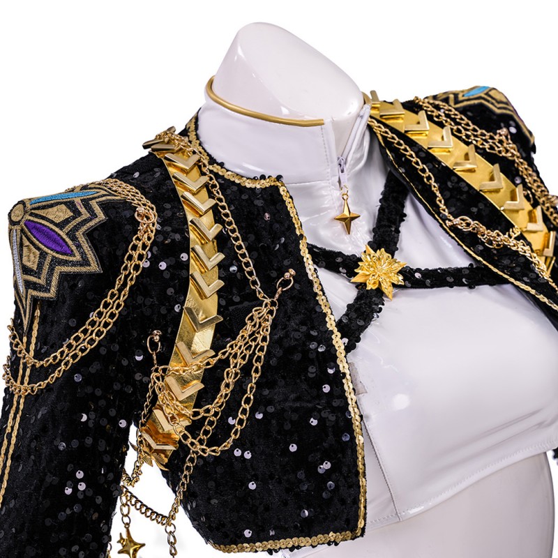 Rumi Halloween Suit KPop Demon Hunters Black White Cosplay Costume