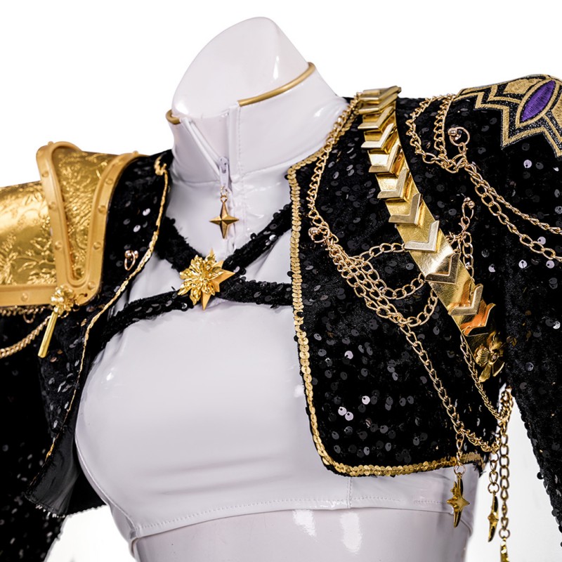 Rumi Halloween Suit KPop Demon Hunters Black White Cosplay Costume