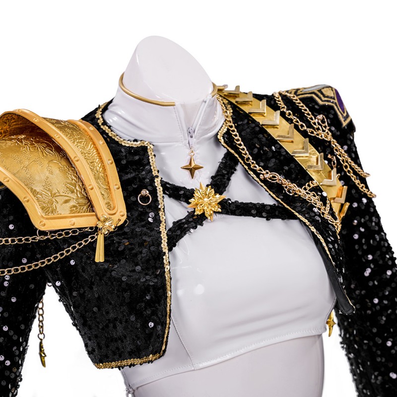 Rumi Halloween Suit KPop Demon Hunters Black White Cosplay Costume