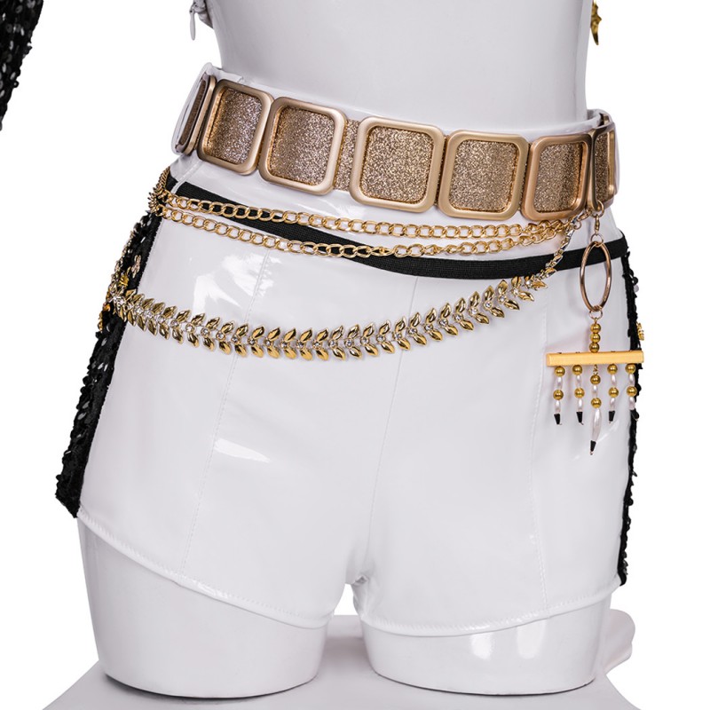 Rumi Halloween Suit KPop Demon Hunters Black White Cosplay Costume