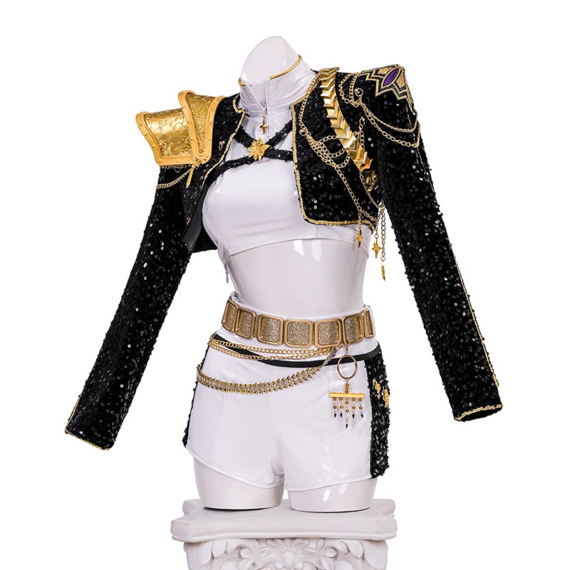 Rumi Halloween Suit KPop Demon Hunters Black White Cosplay Costume