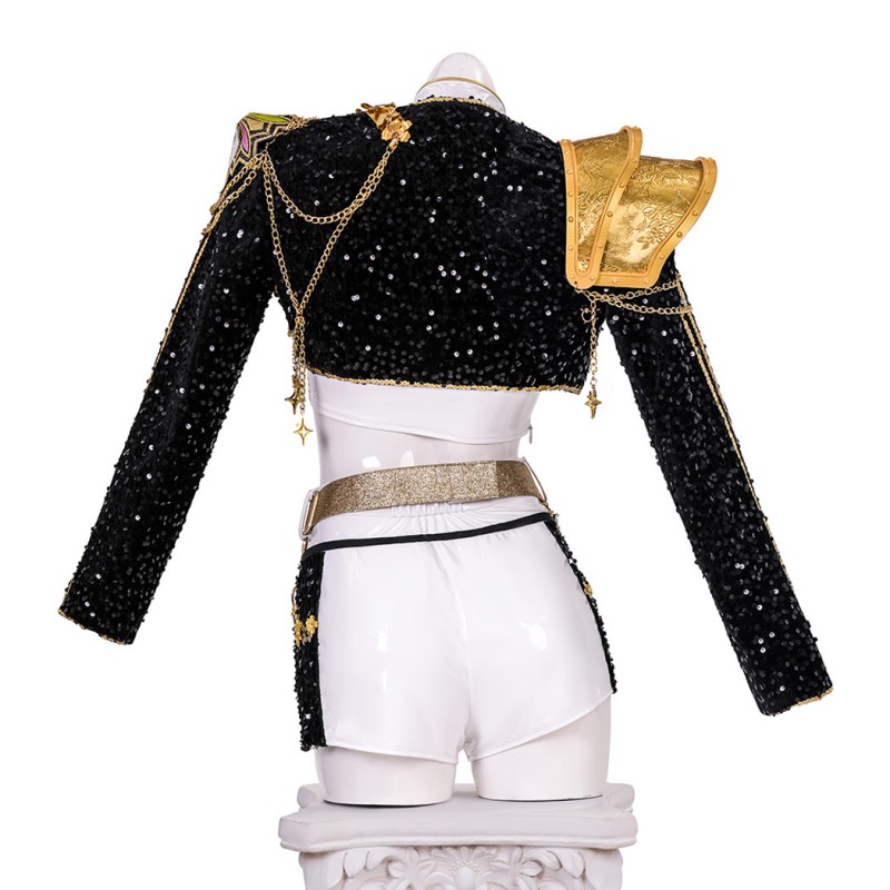 Rumi Halloween Suit KPop Demon Hunters Black White Cosplay Costume